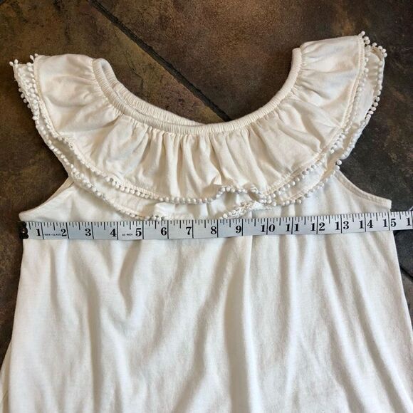 Old Navy Girl’s Cream Off The Shoulder Top Pom Pom Trim Size Large (10-12) - Picture 2 of 9